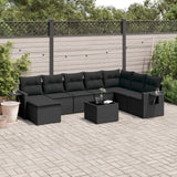 vidaXL 8-delige Loungeset met kussens poly rattan zwart