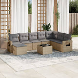 vidaXL 8-delige Loungeset met kussens poly rattan zwart