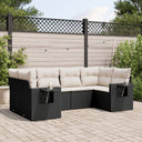 vidaXL 6-delige Loungeset met kussens poly rattan zwart