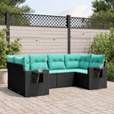 vidaXL ensemble de 6 bancs de jardin avec coussins en polyrotan noir