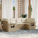 vidaXL 6-delige Loungeset met kussens poly rattan zwart