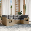 vidaXL 6-delige Loungeset met kussens poly rattan zwart