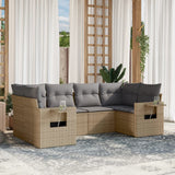 vidaXL 6-delige Loungeset met kussens poly rattan zwart