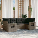 vidaXL 6-delige Loungeset met kussens poly rattan zwart