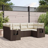 vidaXL 6-delige Loungeset met kussens poly rattan zwart