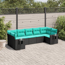 vidaXL ensemble de 7 banques de jardin avec coussins en polyrotan noir
