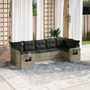 vidaXL Ensemble de salon 7 pièces avec coussins en poly rotin noir