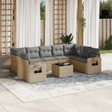 vidaXL 9-delige Loungeset met kussens poly rattan zwart