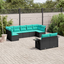 vidaXL ensemble de 9 banques de jardin avec coussins en polyrotan noir