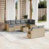 vidaXL 9-delige Loungeset met kussens poly rattan zwart