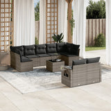 vidaXL 9-delige Loungeset met kussens poly rattan zwart