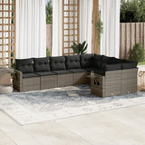 vidaXL 9-delige Loungeset met kussens poly rattan zwart