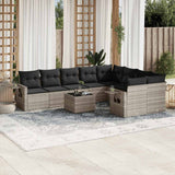 vidaXL 9-delige Loungeset met kussens poly rattan zwart