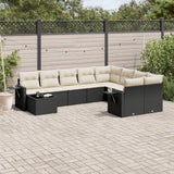 vidaXL 10-piece Lounge Set with Cushions Poly Rattan Black