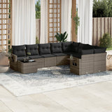 vidaXL 10-piece Lounge Set with Cushions Poly Rattan Black