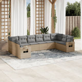 vidaXL 10-delige Loungeset met kussens poly rattan zwart