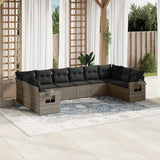 vidaXL 10-delige Loungeset met kussens poly rattan zwart