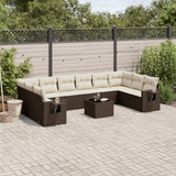 vidaXL 10-delige Loungeset met kussens poly rattan zwart