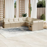 vidaXL 10-delige Loungeset met kussens poly rattan zwart