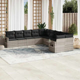 vidaXL 10-delige Loungeset met kussens poly rattan zwart