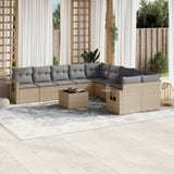 vidaXL 10-delige Loungeset met kussens poly rattan zwart