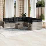 vidaXL 10-delige Loungeset met kussens poly rattan zwart