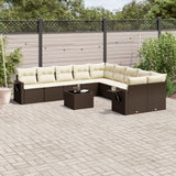 vidaXL 10-delige Loungeset met kussens poly rattan zwart