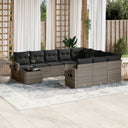 vidaXL 11-delige Loungeset met kussens poly rattan zwart