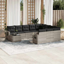 vidaXL 11-delige Loungeset met kussens poly rattan zwart