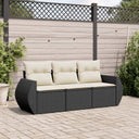 vidaXL 3-Piece Lounge Set with Cushions Poly Rattan Black