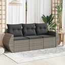 vidaXL 3-Piece Lounge Set with Cushions Poly Rattan Black