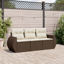 vidaXL 3-Piece Lounge Set with Cushions Poly Rattan Black