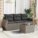 vidaXL 3-delige Loungeset met kussens poly rattan zwart