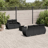 vidaXL 6-Piece Lounge Set with Cushions Poly Rattan Black