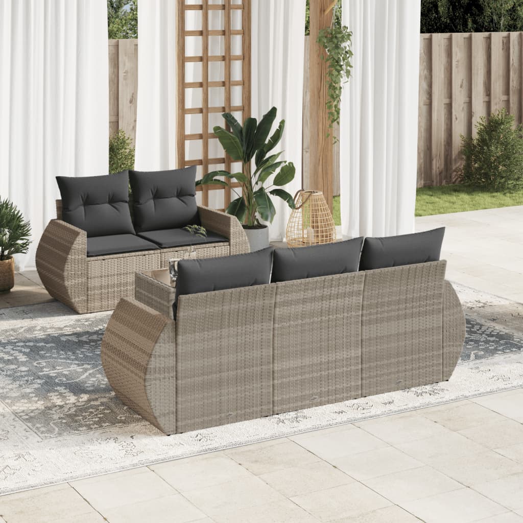vidaXL 6-Piece Lounge Set with Cushions Poly Rattan Black