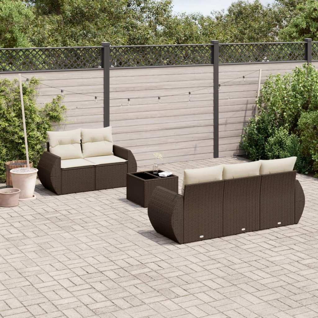 vidaXL 6-Piece Lounge Set with Cushions Poly Rattan Black