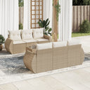 vidaXL 7-delige Loungeset met kussens poly rattan zwart