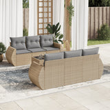 vidaXL 7-delige Loungeset met kussens poly rattan zwart