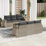 vidaXL 7-delige Loungeset met kussens poly rattan zwart