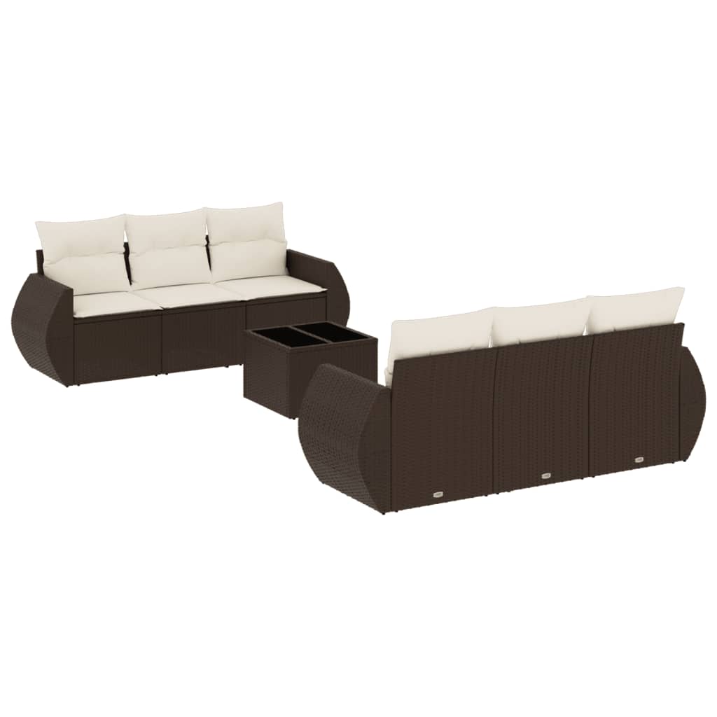 vidaXL 7-delige Loungeset met kussens poly rattan zwart