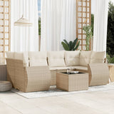 vidaXL 7-delige Loungeset met kussens poly rattan zwart