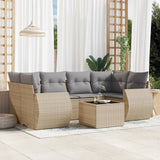 vidaXL 7-delige Loungeset met kussens poly rattan zwart