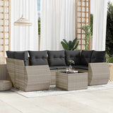 vidaXL 7-delige Loungeset met kussens poly rattan zwart