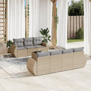 vidaXL 8-delige Loungeset met kussens poly rattan zwart