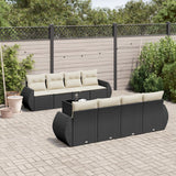 vidaXL 9-delige Loungeset met kussens poly rattan zwart