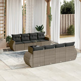 vidaXL 9-delige Loungeset met kussens poly rattan zwart