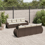 vidaXL 9-delige Loungeset met kussens poly rattan zwart