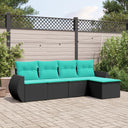vidaXL ensemble de 5 banques de jardin avec coussins en polyrotan noir