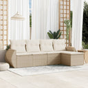 vidaXL 5-delige Loungeset met kussens poly rattan zwart