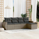 vidaXL 5-delige Loungeset met kussens poly rattan zwart